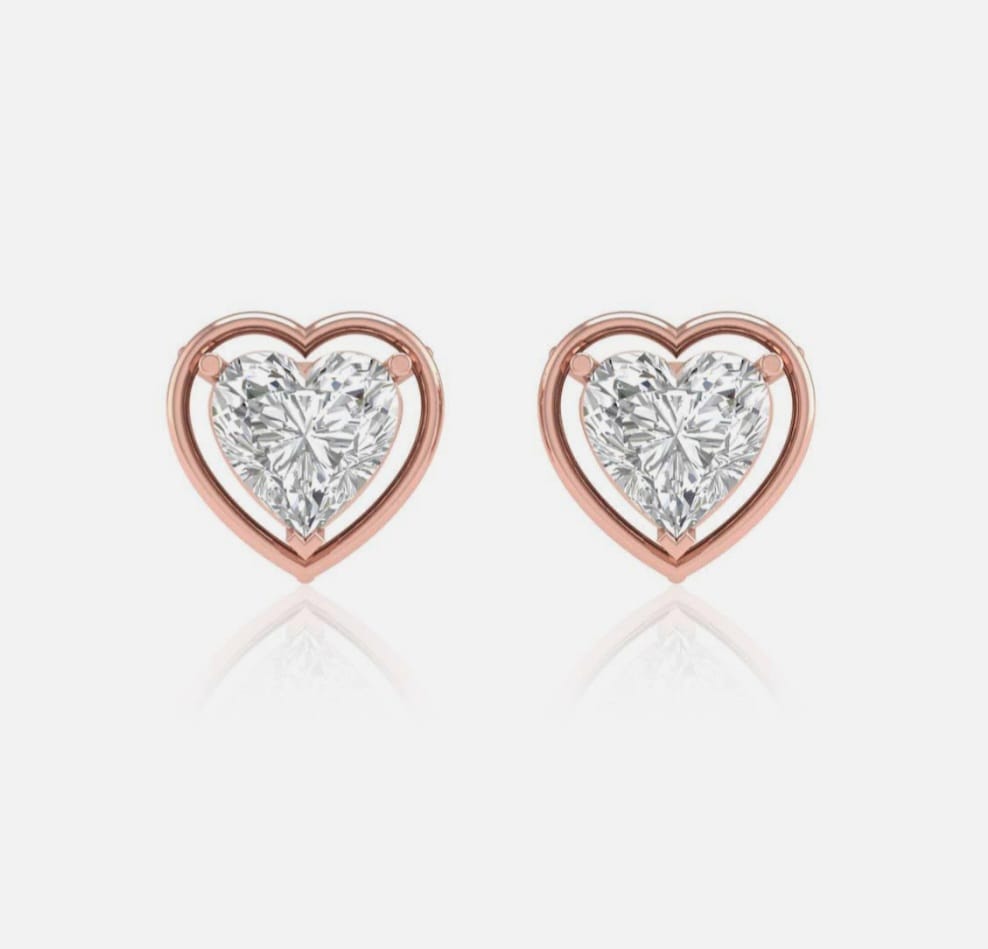 Gold and diamond stud earrings