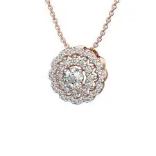 Pendant having a diamond covered with three layers of mini diamonds circles